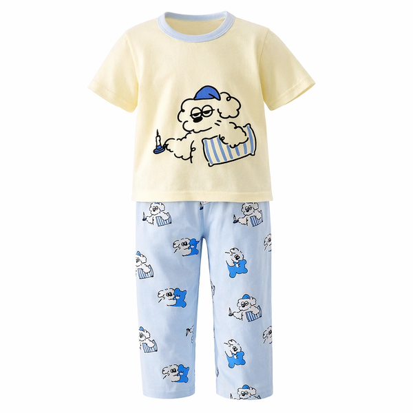 2 Piece Kids Dog Themed Pajama Set - Multicolor