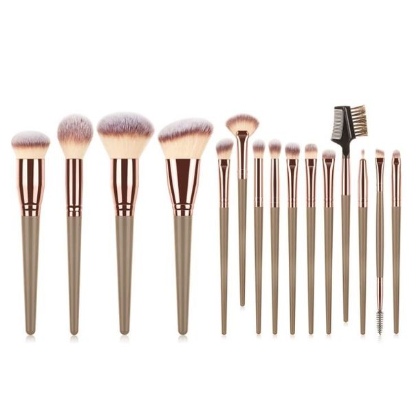 Makeup Brushes 15-PCS Professional Cosmetic Brush Set with Storage Bag Gold