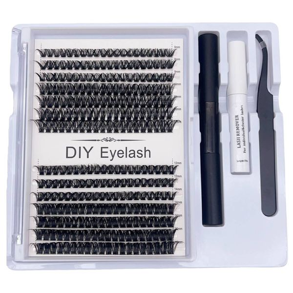 171 Piece Lash Extension Kit, DIY Lash Clusters with Bond &amp; Seal &amp; Tweezer