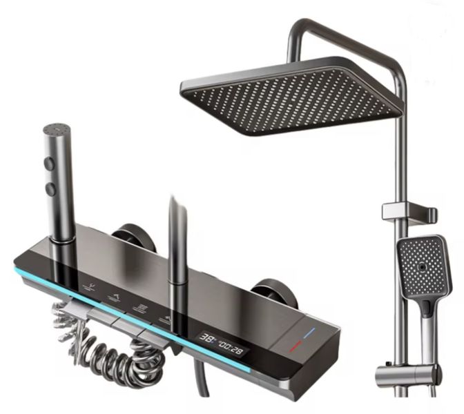 Piano Shower Set 4-speed Control with LED light &amp; Temperature Display