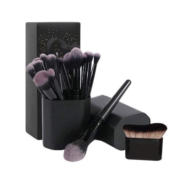 18 Makeup Brush Set With Brush Barrel Storage Case &amp; Blush Brush