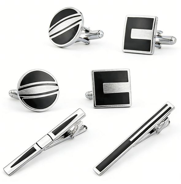 2 Sets of Tie Clip and Cufflink Set,Stainless Steel Tie Clip,Set for Men