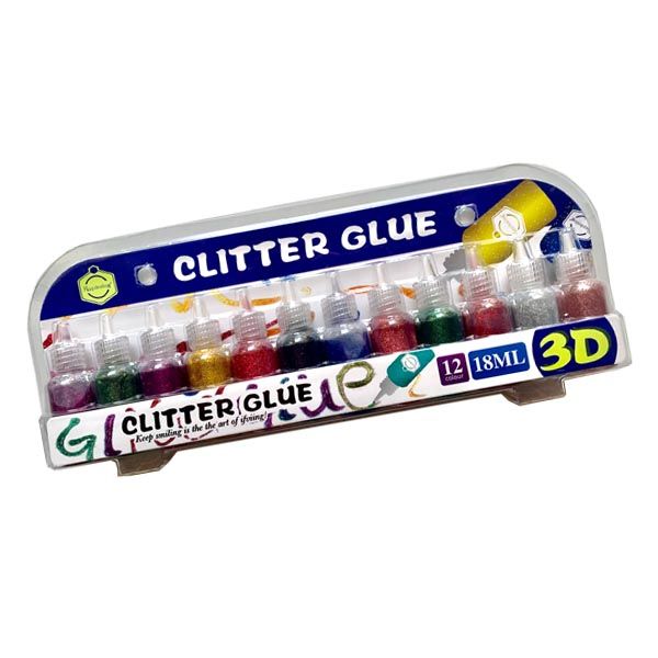 12 Color Glitter Glue Set - 18ml Bottles
