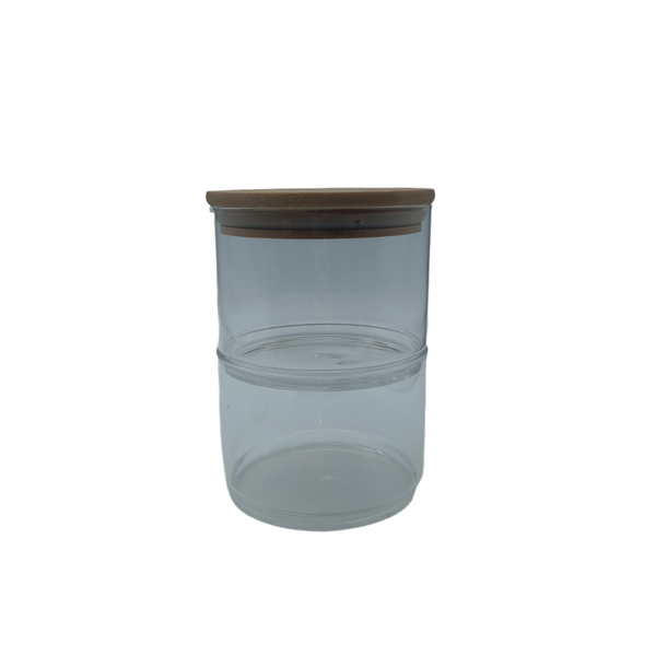 8cm Stackable Glass Food Container with Wooden Lid