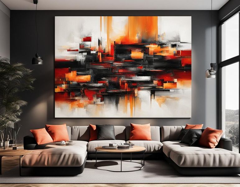 Different: Canvas Wall art: Black, Red and orange