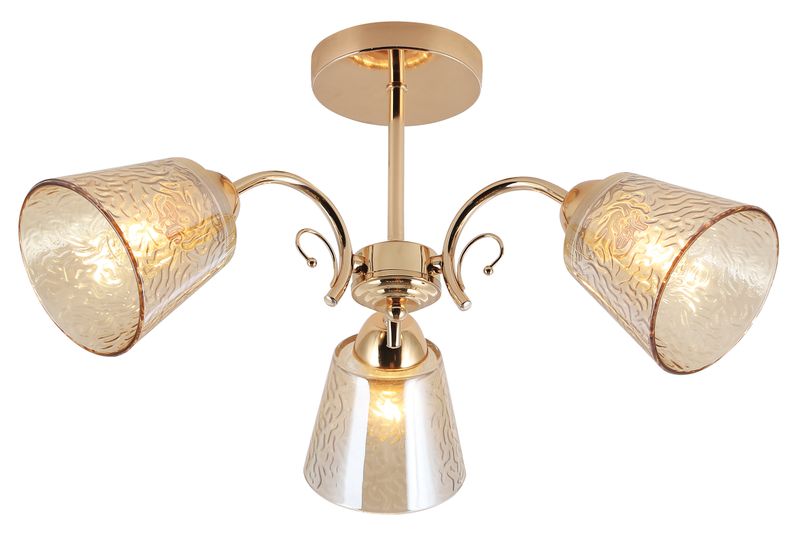 Classic Gold-Toned Textured Glass Chandelier