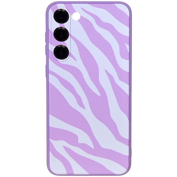 Purple Phone Case with White Zebra Print &amp; Pro Camera for Samsung S23 Ultra