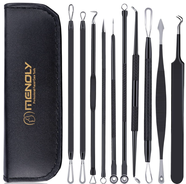 Blackhead Pimple and Blackhead Popper Tool Kit 10 Piece - Light Blue