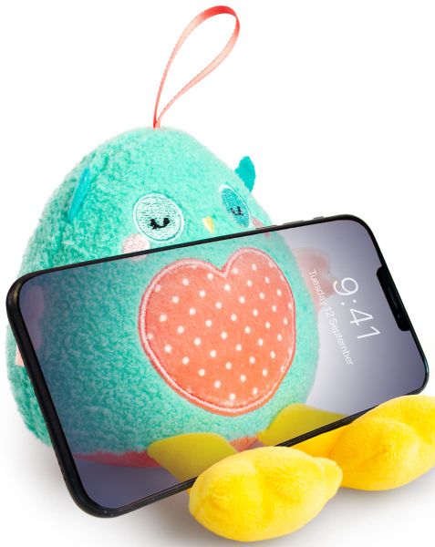 Planet Buddies Plush Owl Screen Wiper and Holder - Black/Blue
