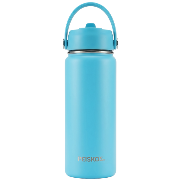 PEISKOS 540ml Insulated Flask with Straw Lid and Handle for Sports Travel