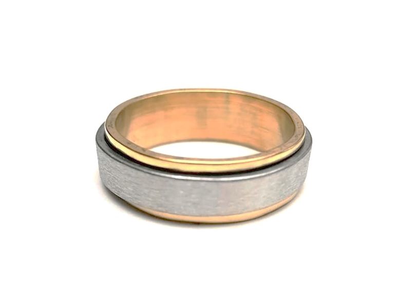 Stainless Steel 2-Tone Spinner Anxiety Men Ring - Size 18 - 22 mm