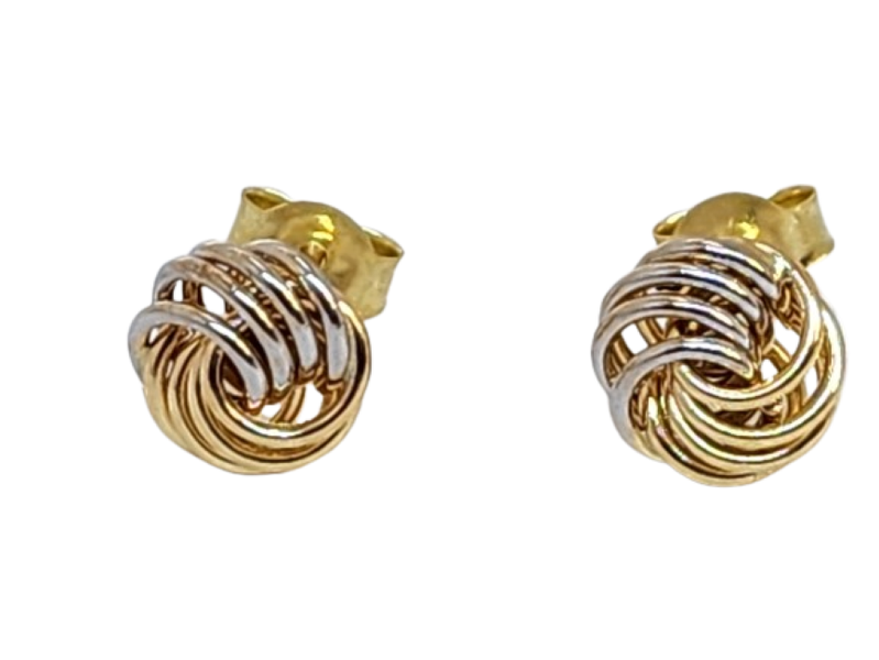 9ct Gold Two Tone Love Knot Stud Earrings