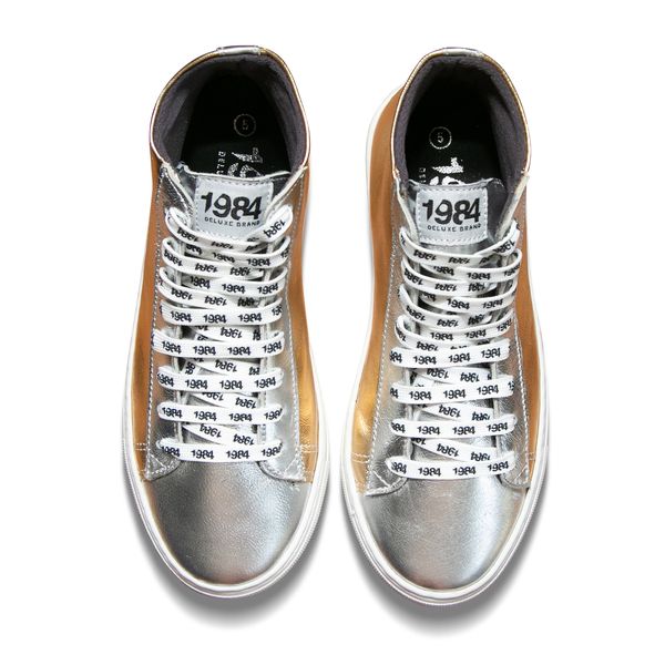 1984 Deluxe Brand Metallic Gold and Silver High Top Sneakers