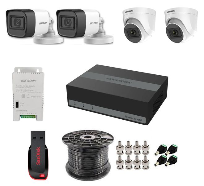 Hikvision 4 Channel 1080P eSSD Complete Kit - New Model