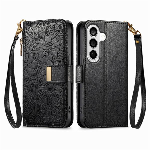 Flower and Leaf with Wrist Strap Phone Case Compatible with Galaxy S26 Plus