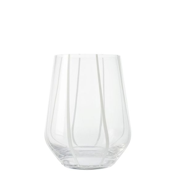 George &amp; Mason - Hacienda Glass Short Tumbler 4 Pack - White Stripe