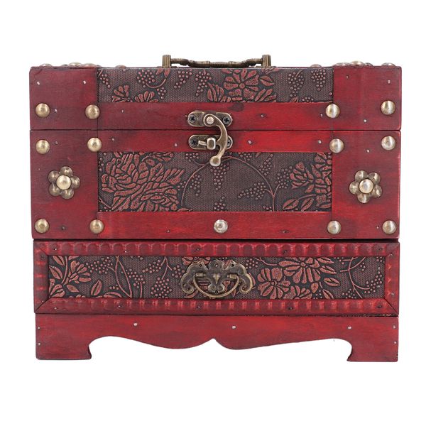 Vintage Wooden Jewelry Box w/ Mirror - Rings &amp; Bracelets Organizer