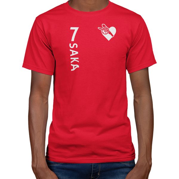 BUFFTEE Saka 7 Heart The Gunners Home Jersey StyleTee Bukayo Red