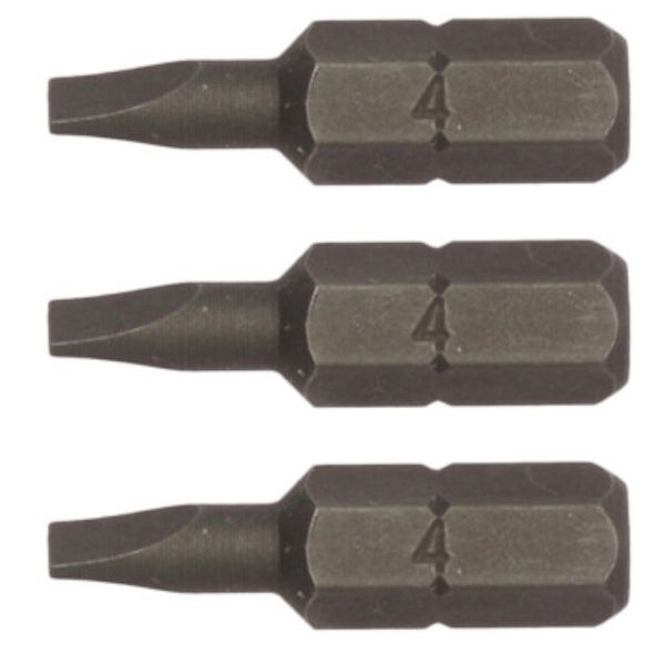 TengTools - 3piece 1/4inch Hex Drive 0.8X4.0MM Flat Bit 25MM - FL2508A03