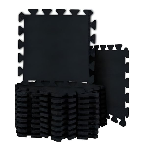 20 Piece Soundproof &amp; Interlocking Floor Mats for Music Studio - Black