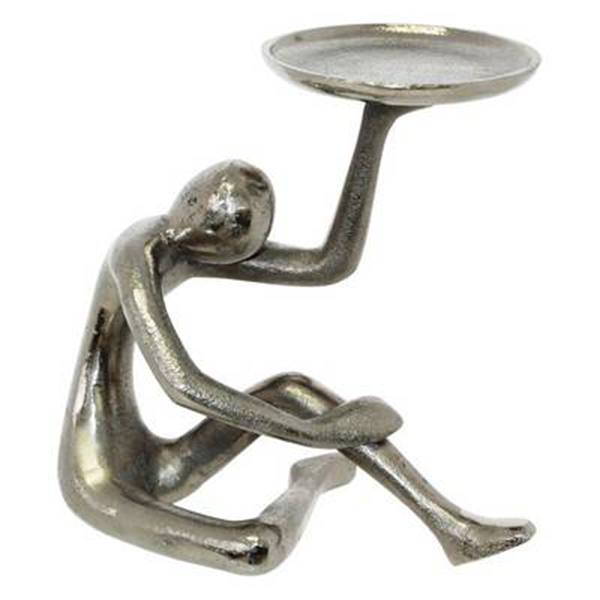 Zuri Raw Silver Candle Holder - 18x17cm
