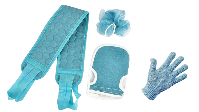 Blue Body Wash &amp; Scrub 5 Piece Package Set