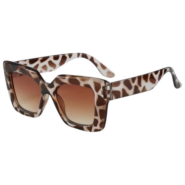 Bohemian Square Sunglasses With Animal Print Frame - Brown
