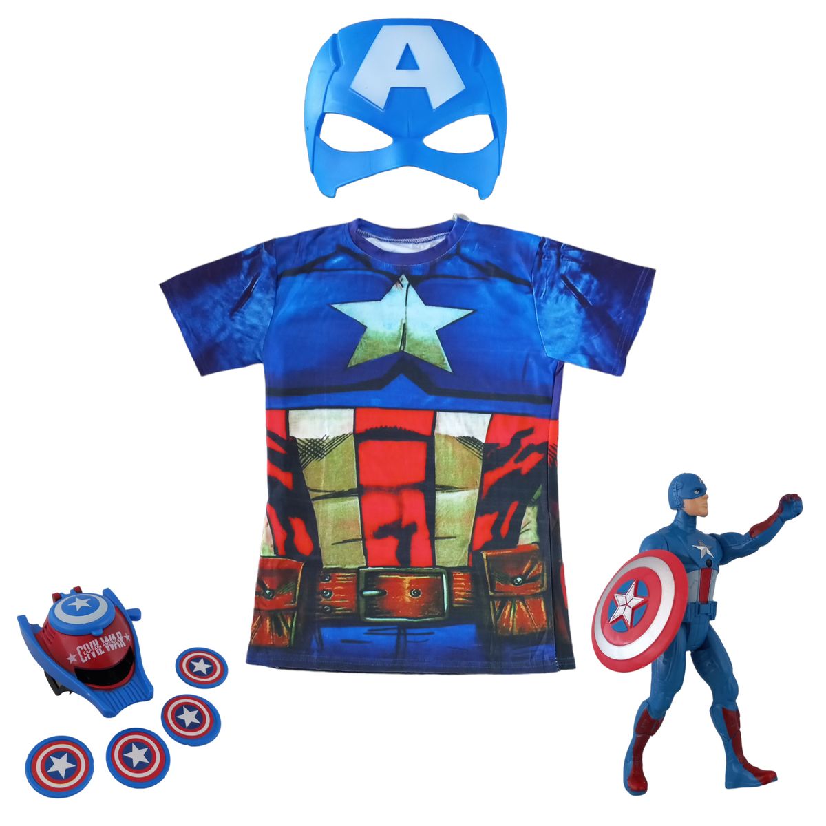 Kids Captain America Dress Up Costume Set with Action Figurine ...