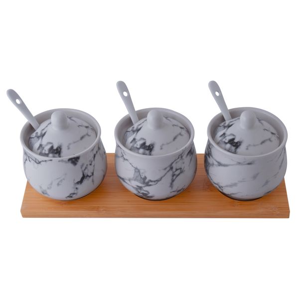 Marble Bamboo Canisters Set