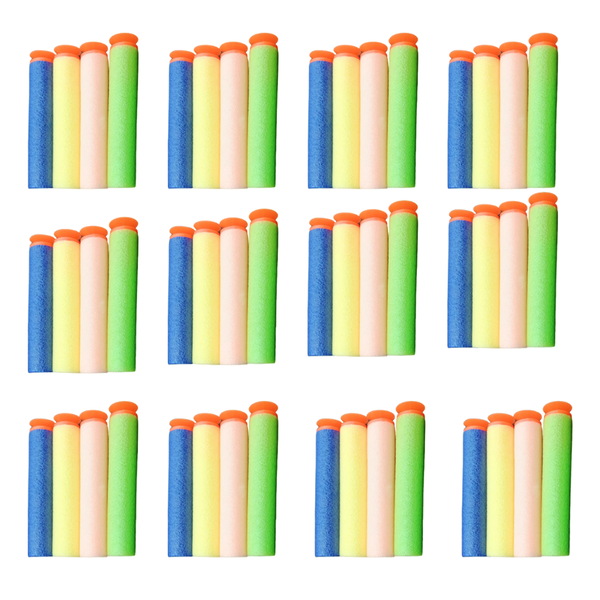 48 Foam Bullets - Pink, Blue, Yellow And Green