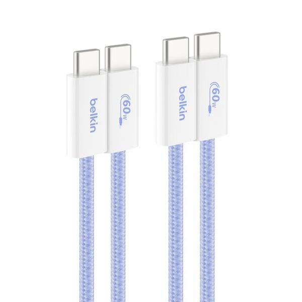 Belkin 2-Pack Braided USB-C to USB-C Cable 5ft, 60W - Soft, Flexible Fast-Charging Cable, Type C Charger Cord for iPhone 16 &amp; 15 Series, Galaxy S25,