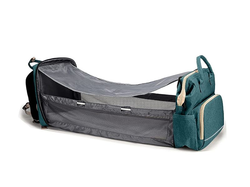 Multifunctional Nappy Bag with USB Charge Port Baby Bassinet Travel Bag