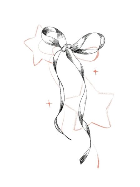 1 Piece - Star, Bow And Ribbon Design Temporary Tattoo - Multicolor
