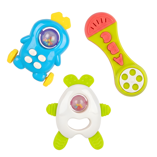 Baby Rattles - Music, Teether, ABC Learning for 1 Year+ - 3 Pack