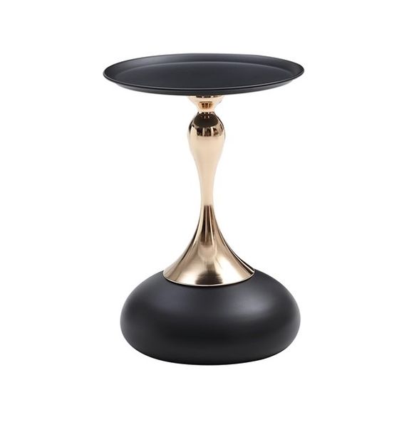 Small Black Round Side Table Pedestal