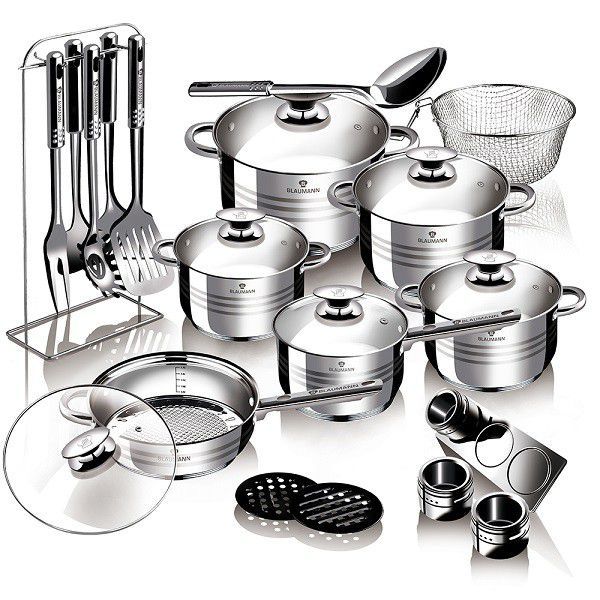 Blaumann 27Piece Stainless Steel Induction Bottom Jumbo Cookware Set