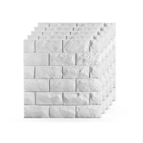10 Pack 3D Wall Panels, White Brick Printable 3D Wallpaper Stick and Peel