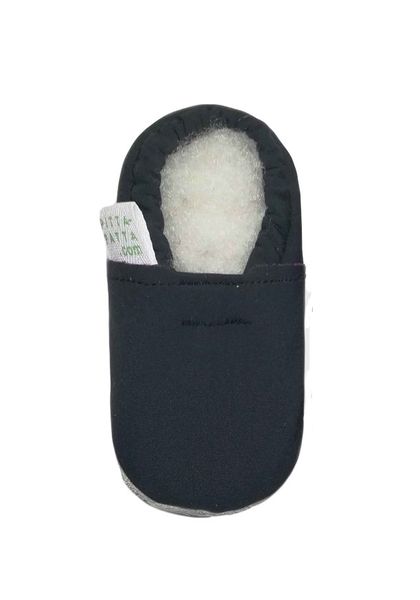 Pitta-Patta Soft Fleece Baby Shoe Slippers - Charcoal Size 2