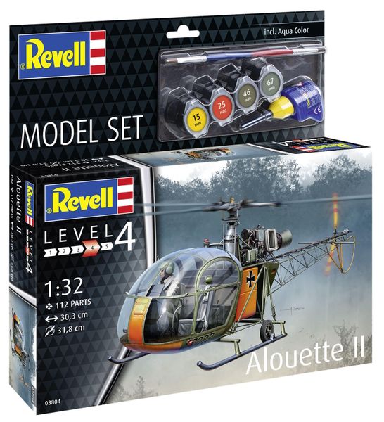 Revell 1/32 Alouette II Model Kit w/paints, Glue and Brush