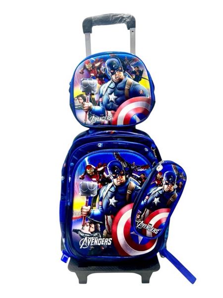 School Backpack Combo Set - Lunch Box Bag &amp; Stationery Pouch | Trolley Bag