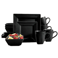 Black square cheap dinner set