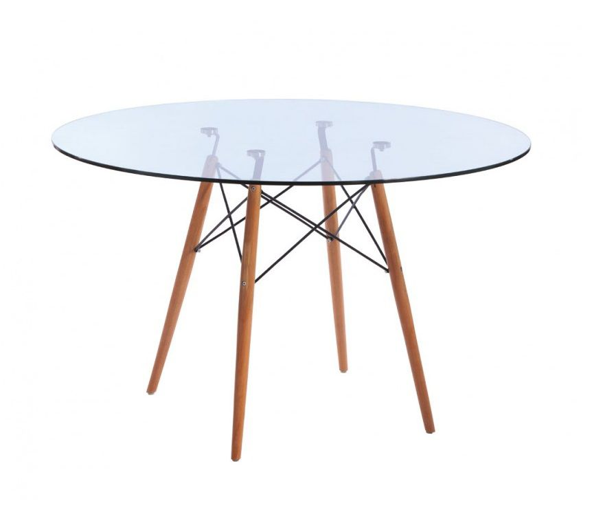 Modern Glass Table with Wooden Legs 80cm Shop Today. Get it