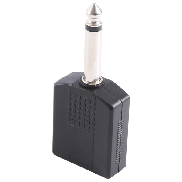 Black 6.35 1/4" Male to Dual Female Mono Y Cord PA Audio Cable Adapter