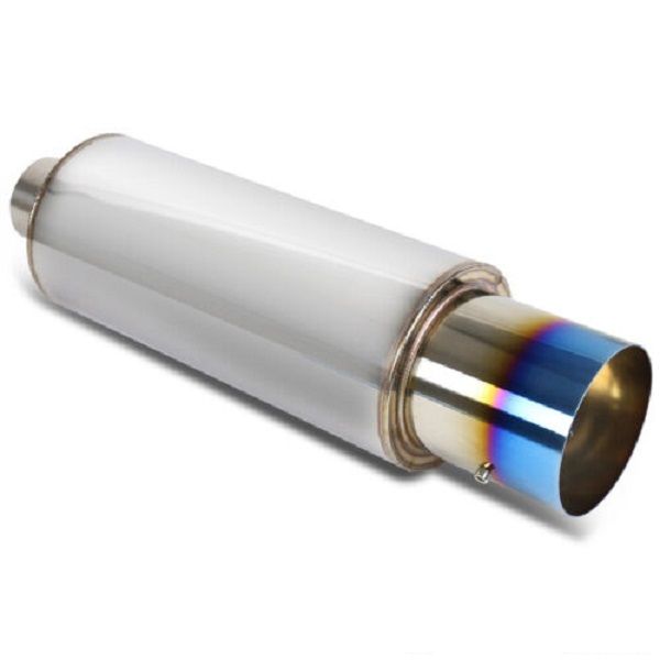 Exhaust Silencer, Burnt Blue Tip 2.5" Inlet/4", Performance Back Box