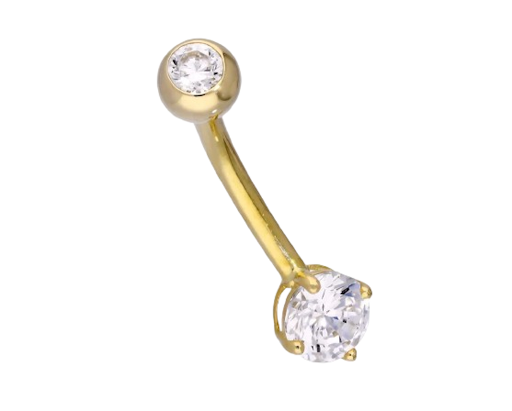 9ct Gold Belly Ring Crystal