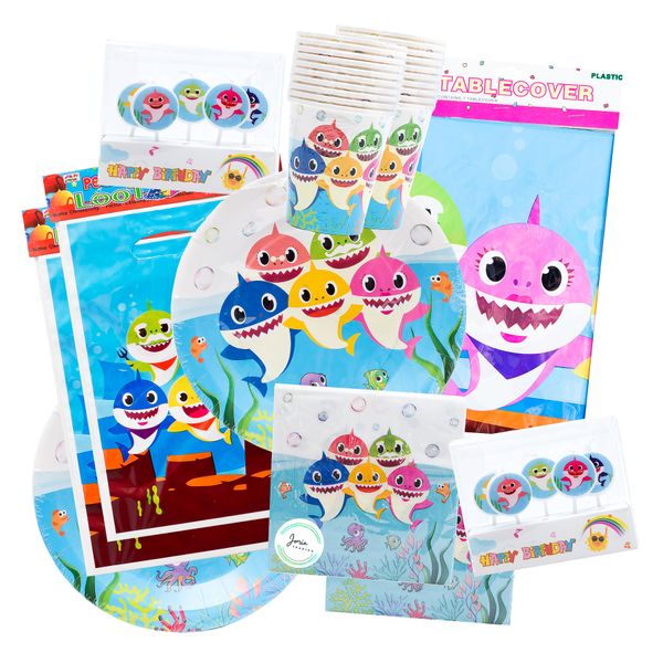 Baby Shark Party Box with Candles for 20 Invites