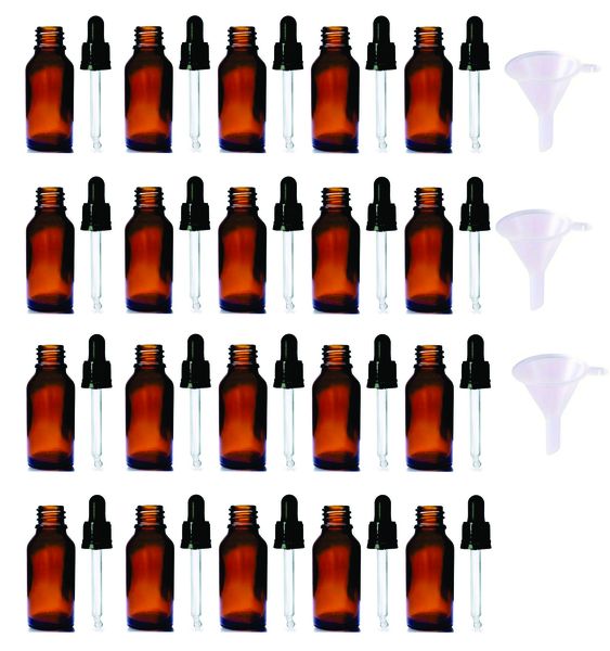x20 Amber Essential Oil Glass Bottle with Pipette - 50ml