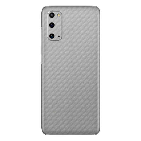 White Carbon Fibre Vinyl Wrap Skin for Samsung S20 - Two Pack