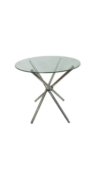 80cm Round Glass Table - Silver Legs
