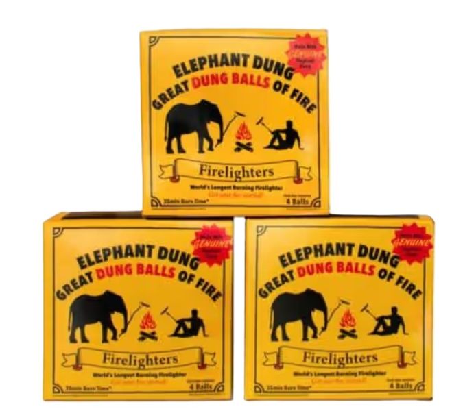 Great Dung Balls of Fire Elephant Dung Firelighter Kit - 3 Pack